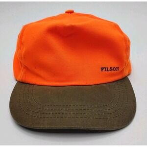 CC Filson Blaze Orange Leather Strap Hat USA Made Vintage